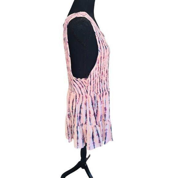Torrid Sleeveless Smocked Tie-Dye Tiered Top Plus Size 3X Pink Feminine Cottage - Picture 4 of 11